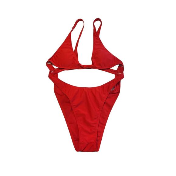 RED Monokini Size S/M Sexy One Piece Swimsuit Strappy Bathing Suit Beach - Picture 4 of 13